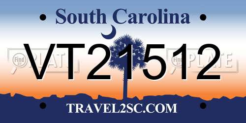 VT21512 South Carolina License Plate