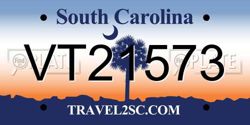 VT21573 South Carolina License Plate