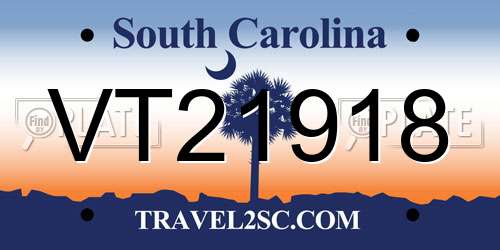 VT21918 South Carolina License Plate