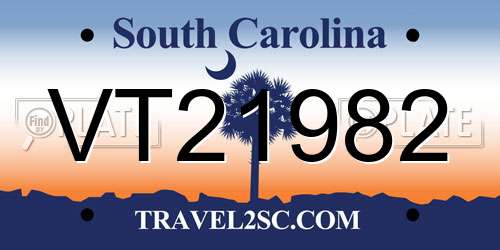 VT21982 South Carolina License Plate