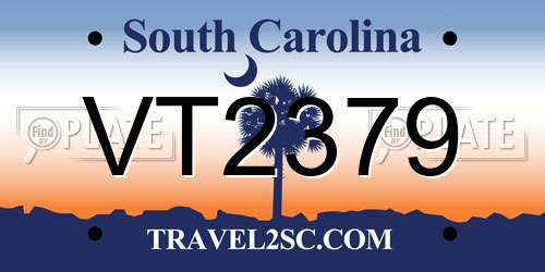 VT2379 South Carolina License Plate