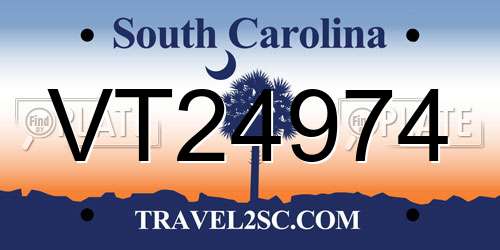 VT24974 South Carolina License Plate