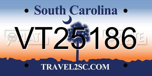 VT25186 South Carolina License Plate