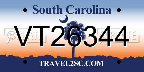 VT26344 South Carolina License Plate
