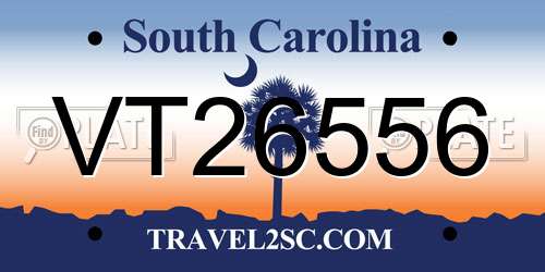 VT26556 South Carolina License Plate
