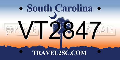 VT2847 South Carolina License Plate