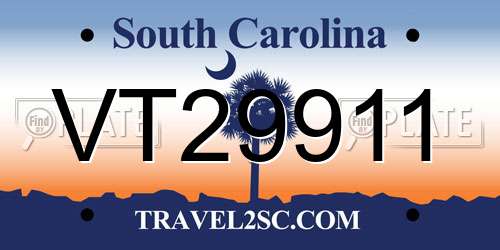 VT29911 South Carolina License Plate