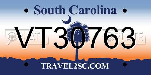 VT30763 South Carolina License Plate