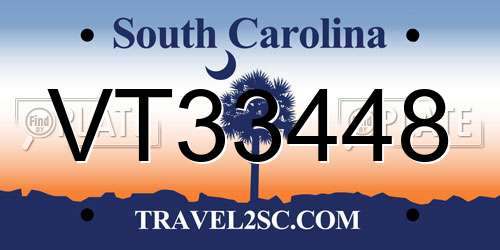 VT33448 South Carolina License Plate