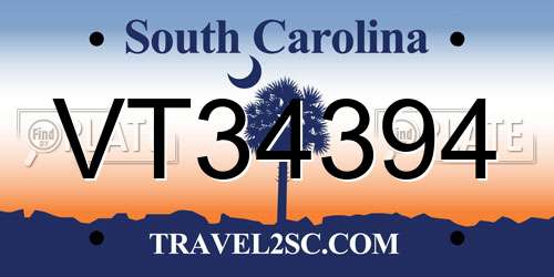 VT34394 South Carolina License Plate