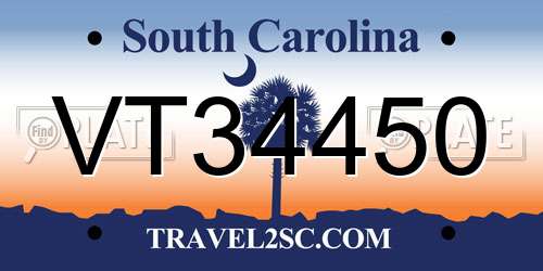 VT34450 South Carolina License Plate