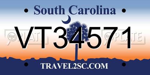 VT34571 South Carolina License Plate