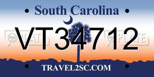 VT34712 South Carolina License Plate