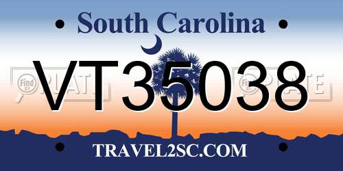VT35038 South Carolina License Plate