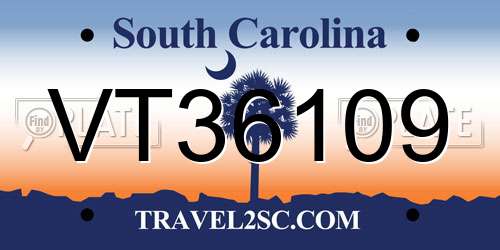 VT36109 South Carolina License Plate