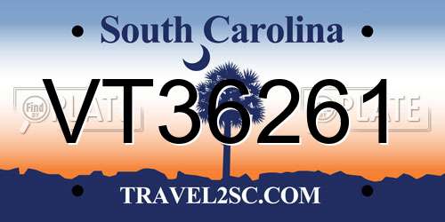 VT36261 South Carolina License Plate