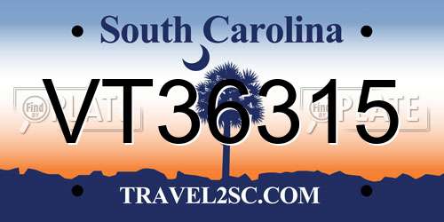 VT36315 South Carolina License Plate