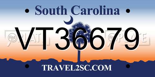 VT36679 South Carolina License Plate