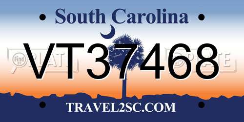 VT37468 South Carolina License Plate