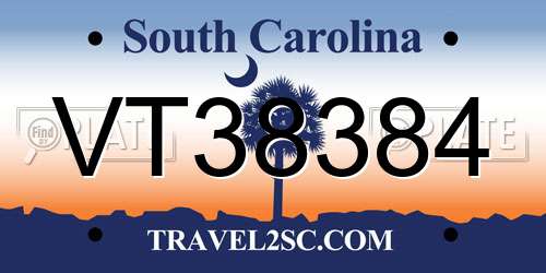 VT38384 South Carolina License Plate