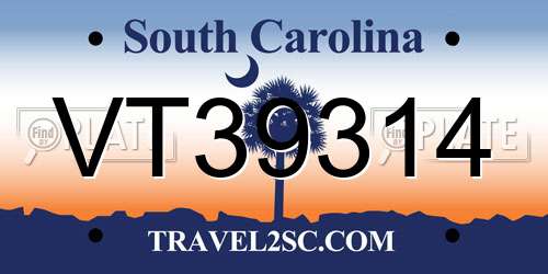 VT39314 South Carolina License Plate