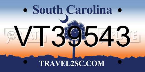 VT39543 South Carolina License Plate