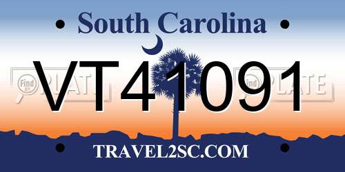 VT41091 South Carolina License Plate