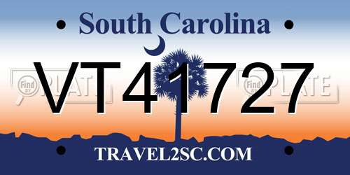 VT41727 South Carolina License Plate