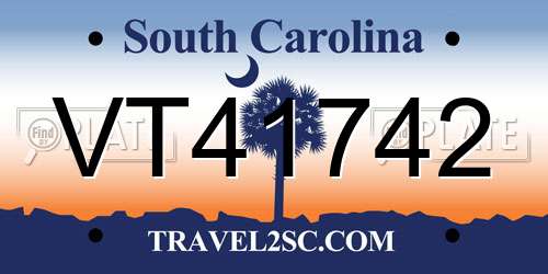 VT41742 South Carolina License Plate