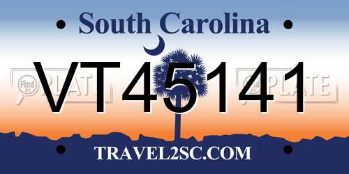 VT45141 South Carolina License Plate