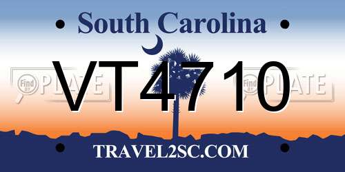 VT4710 South Carolina License Plate