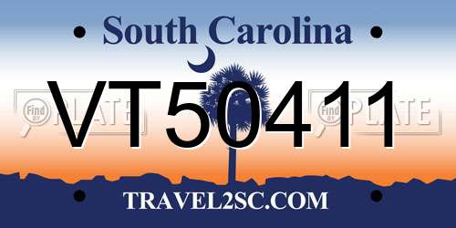VT50411 South Carolina License Plate