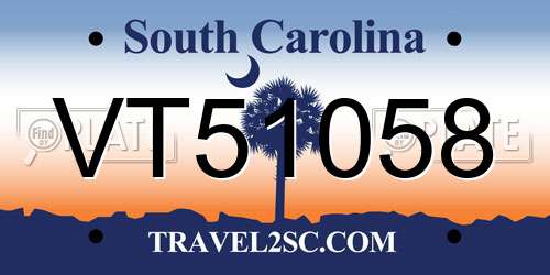 VT51058 South Carolina License Plate