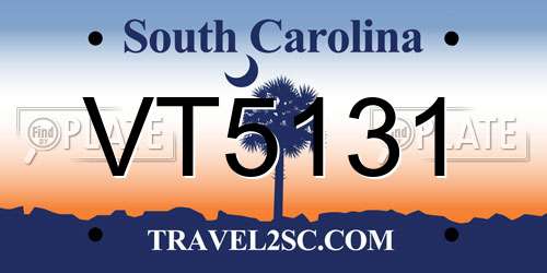 VT5131 South Carolina License Plate