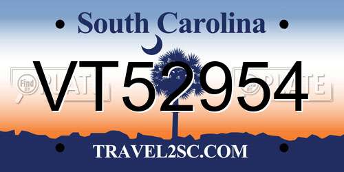 VT52954 South Carolina License Plate