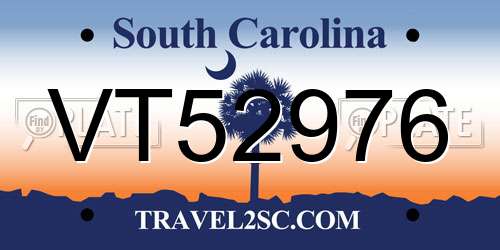 VT52976 South Carolina License Plate
