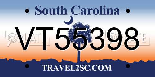 VT55398 South Carolina License Plate