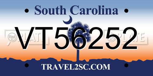 VT56252 South Carolina License Plate