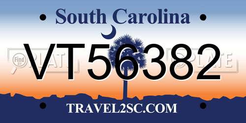VT56382 South Carolina License Plate