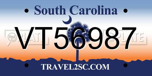 VT56987 South Carolina License Plate