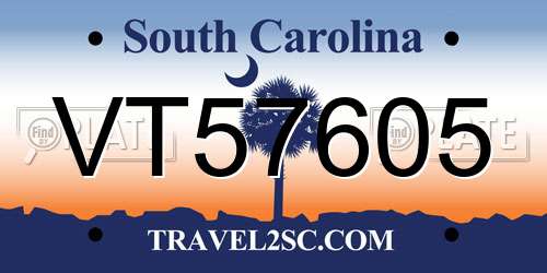 VT57605 South Carolina License Plate