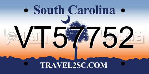 VT57752 South Carolina License Plate