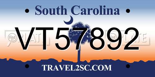 VT57892 South Carolina License Plate