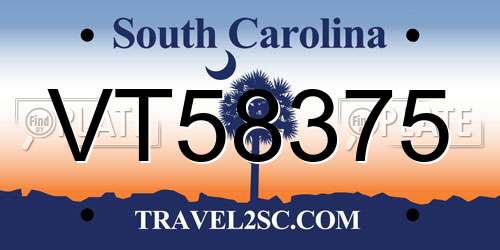VT58375 South Carolina License Plate