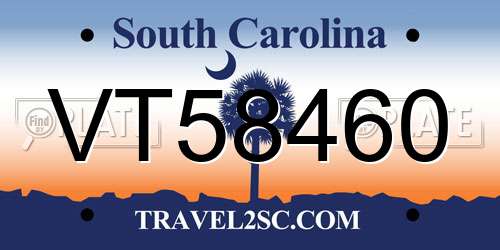 VT58460 South Carolina License Plate