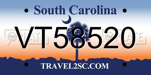 VT58520 South Carolina License Plate