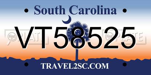 VT58525 South Carolina License Plate