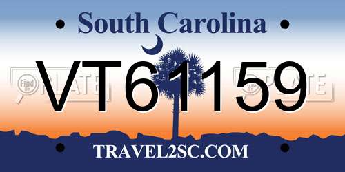 VT61159 South Carolina License Plate