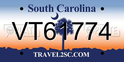 VT61774 South Carolina License Plate