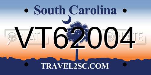 VT62004 South Carolina License Plate